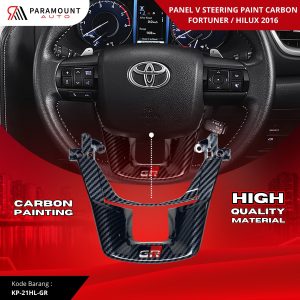 Panel V Steering Real Carbon GR Fortuner Hilux 2016 - Aksesoris Interior Mobil Sporty