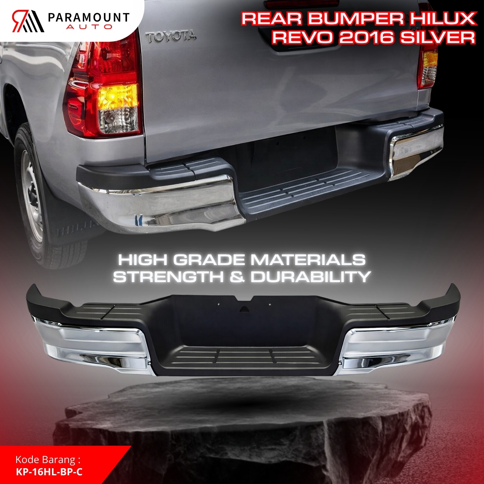 Revo Rear Rear Bumper Toyota Hilux Revo 2016 Silver Bemper Belakang Hilux Revo ...